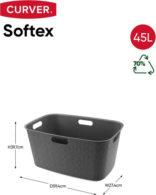 Curver Softex Wasmand - 45 liter - 57x37x27cm - Antraciet - vtwonen shop