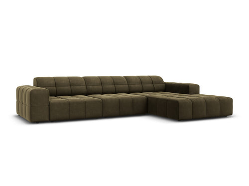 Cosmopolitan Design rechter hoekbank Chicago 4-zits, flueel groente - 167x294x78cm