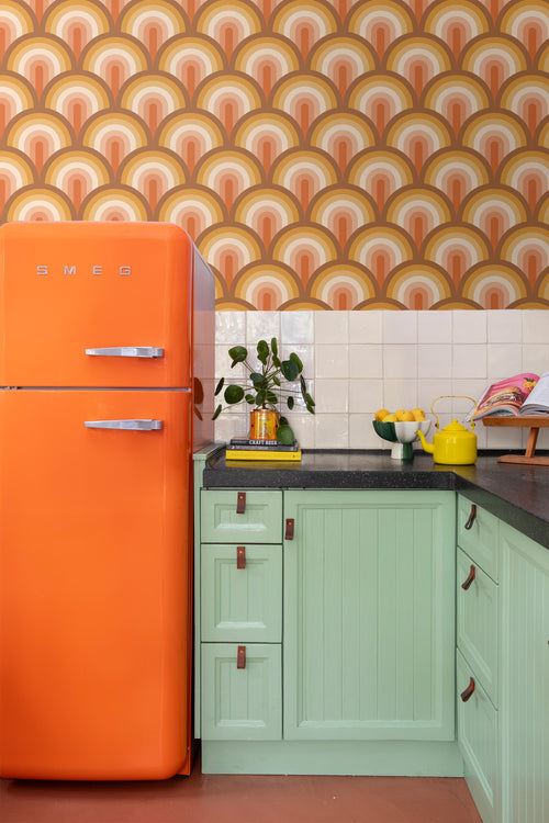 ESTAhome behang art deco bogen oranje en bruin - 50 x 900 cm - 131771
