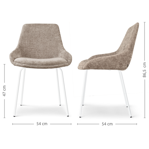 Nolon Nora-Isa Eetkamerstoel Bruin - Stof - Wit Onderstel - vtwonen shop