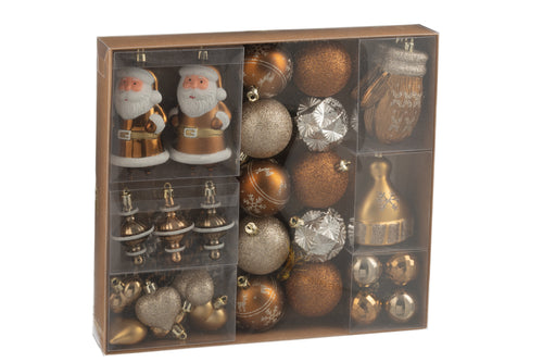 J-Line kerstbal - kunststof - bruin - doos van 45