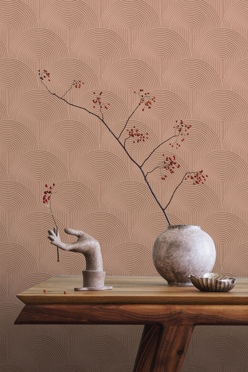ESTAhome behang 3D-motief terracotta roze - 50 x 900 cm - 131104