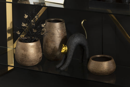 J-Line bloempot Oneffen Ruw - keramiek - goud - medium - Ø 20 cm