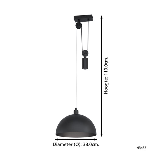 EGLO hanglamp Winkworth 1 - e27 - ø 38 cm - zwart - vtwonen shop