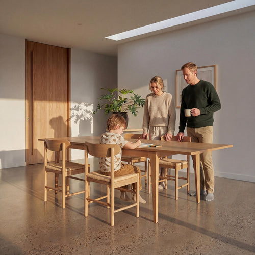 Furnhouse uitschuifbare eettafel Kerteminde - Natuurlijk eikenhout - 220/320x100 cm