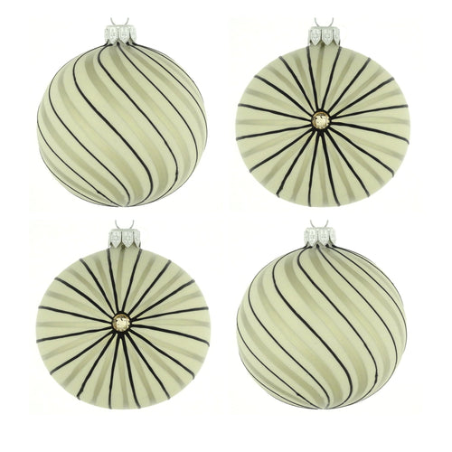 Dagmara kerstballen – beige – glas – set van 2 – met streepjesmotief - vtwonen shop