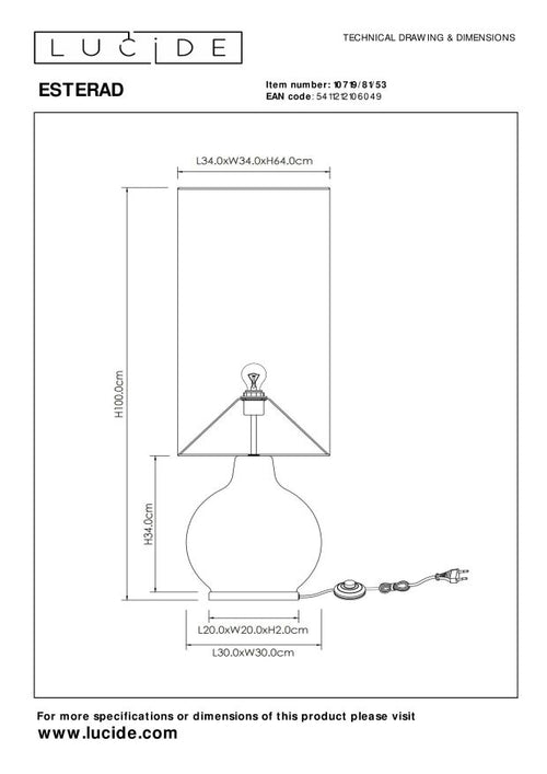 Lucide vloerlamp ESTERAD - 1xE27 - Oranje - vtwonen shop