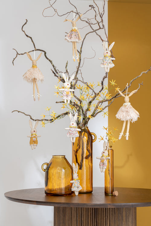 J-Line vaas Handvat Cilinder - glas - oker - large - 45 cm hoog