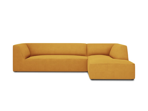 Micadoni rechter hoekbank Ruby 4-zits, structurele stof, geel - 180x273x69cm