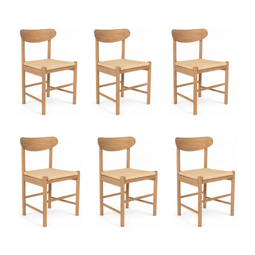 Furnhouse eetkamerstoel Malou - Natuurlijk eikenhout - Papiergaren - Set van 6