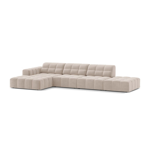 Cosmopolitan Design - Linker hoekbank Chicago 5-zits, flueel lichtbeige - 167x348x78cm