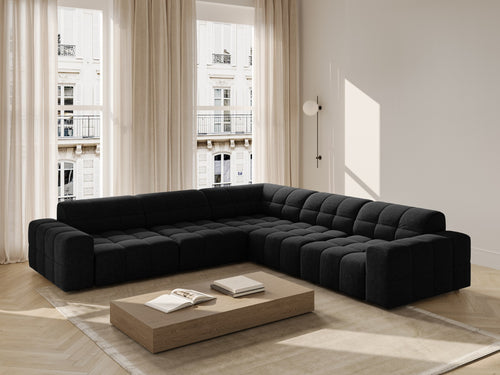 Cosmopolitan Design Symmetrische hoekbank CHICAGO 4-zits, chenille zwart - 285x285x78cm