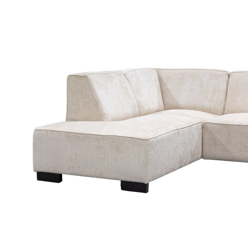 Giga Meubel Hoekbank Napoli 3,5-zits Links - Stof/Hout - Beige - vtwonen shop