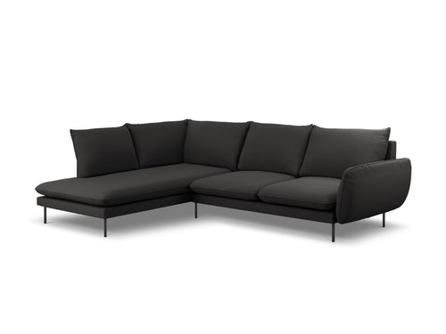 Cosmopolitan Design linker hoekbank Vienna 6-zits, boucle, zwart - 185x275x95cm