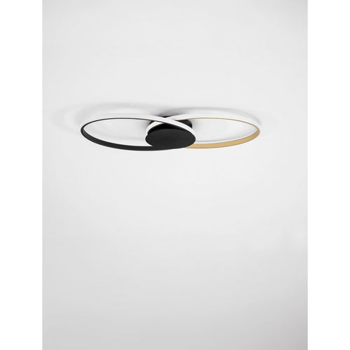 Nova Luce AVEO Geïntegreerde LED-plafondlamp, halfverzonken, zandzwart, goudkleurig, Triac dimbaar, 43W, 1720lm, 3200K