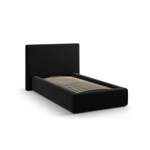 Cosmopolitan Design - Opbergbed met hoofdeinde Asti 90x200cm flueel zwart - 220x130x95cm