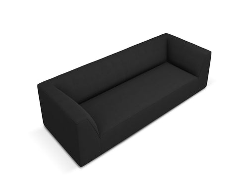 Micadoni Bank Ruby 3-zits, structurele stof, zwart - 93x232x69cm