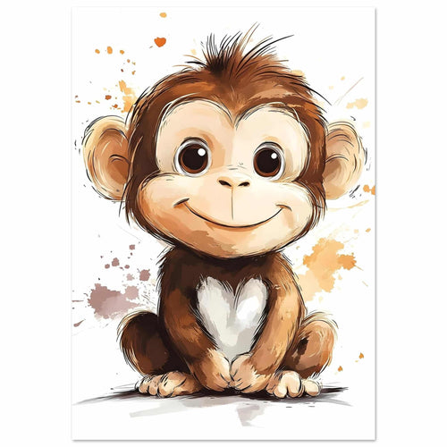 Artfulprints  Schattige aap   poster 70x100 cm - vtwonen shop