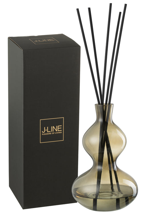 J-Line geurstokjes Olive & Frank Incense - glas - groen - large