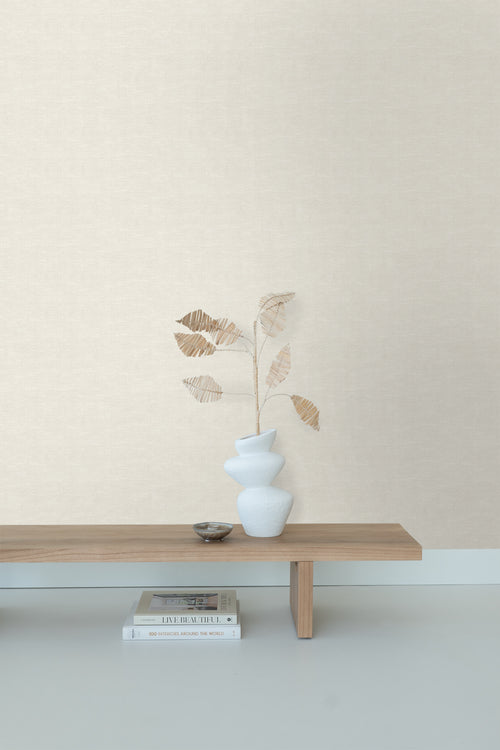 ESTAhome behang effen linnenstructuur licht crème beige - 53 cm x 10,05 m - 148691 - vtwonen shop