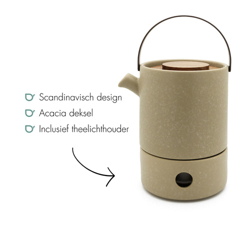 Bredemeijer - Theeset Umea 1,2L met theelicht leemgrijs - vtwonen shop