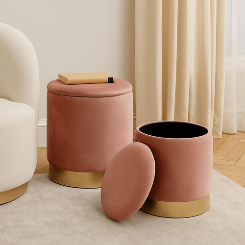 Kare Design Poef koffer Cherry roze messing (2/Set) - vtwonen shop