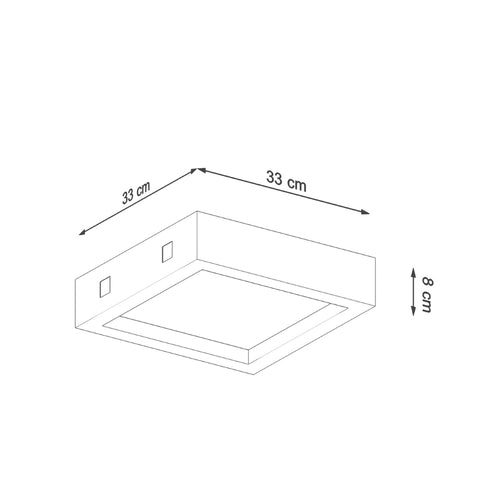 Sollux Lighting Plafondlamp RIZA beton - 33x33x8cm