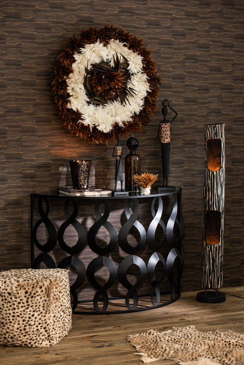 J-Line decoratie fles + stop Spikkel - glas - bruin/zwart - medium