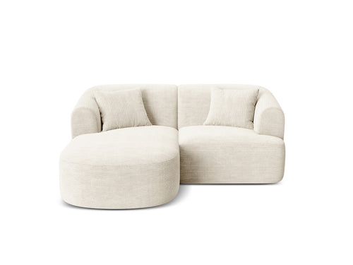 Cosmopolitan Design Modulaire hoekbank links Campi 3-zits, ribfluwelen ivoor - 156x180x70cm