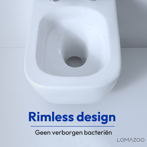 LOMAZOO hangtoiletset Linea - met inbouwreservoir & vierkante drukplaat - vierkant - chroom / wit
