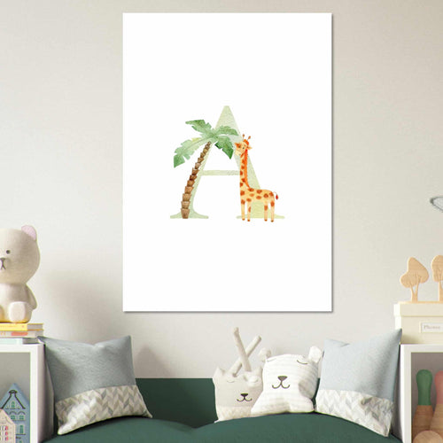 Artfulprints Poster Letter A kindernaam   - A4 21x29.7 cm - Meerkleurig