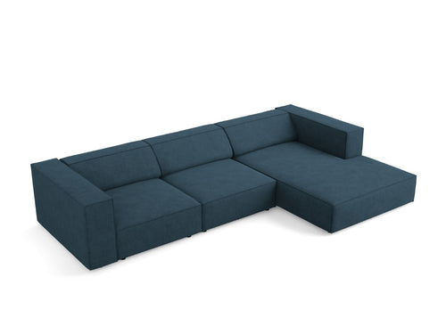 Cosmopolitan Design rechter hoekbank Arendal 4-zits, chenille met ribbeleffect, marineblauw - 166x284x70cm