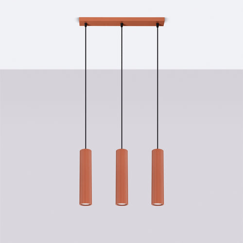 Sollux Lighting Hanglamp KARBON 3L rood oker - 45x6,5x98cm