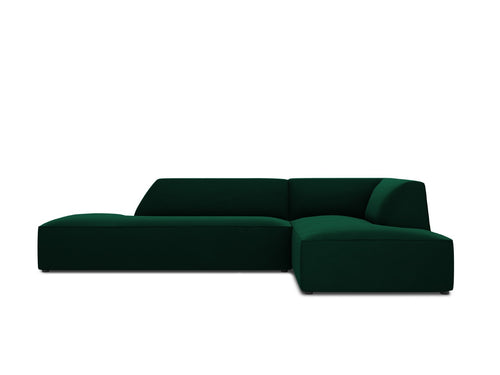 Micadoni - Rechter hoekbank "Ruby" 4 zitplaatsen, flueel, flessengroen - 180x273x69cm