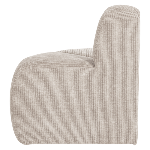 WOOOD eetbank hoek rond rugleuning Mojo - Ribstof - Ecru - 83x100x74