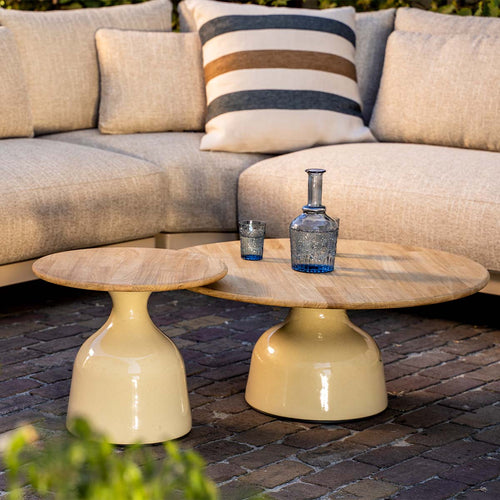 4 Seasons loungetafel June Ø60x38 cm creme - teak