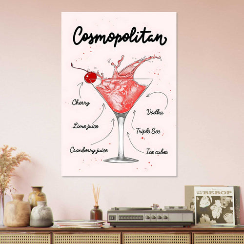 Artfulprints  Cosmopolitan cocktail II – Illustratie   poster 30x40 cm