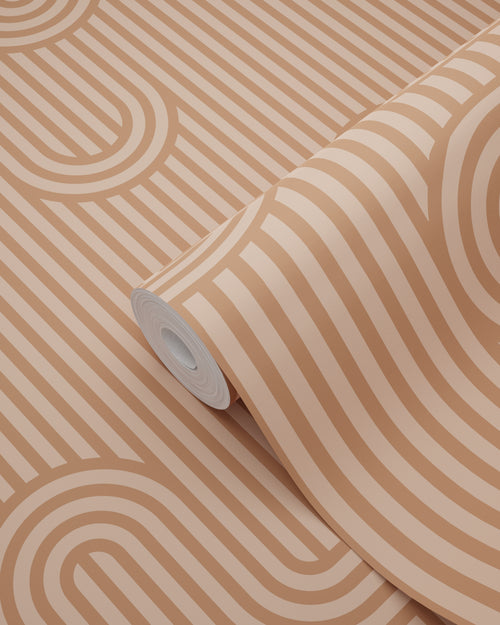 ESTAhome behang grafische lijnen terracotta - 50 x 900 cm - 131024 - vtwonen shop