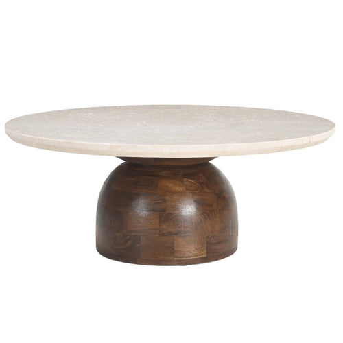 DÉJA Living Salontafel Miro - Rond Donkerbruin Marmer - 60x60x38cm