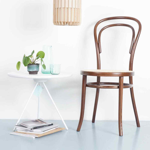 Fameg Vienna Thonet No.14 Houten Bistrostoel Walnoot - Rotan Zitting - vtwonen shop