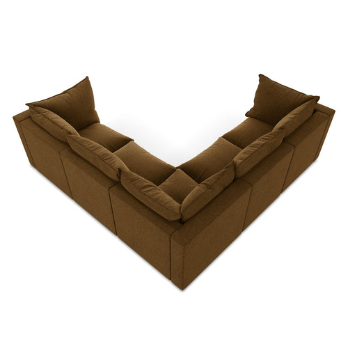 LaMiaSofa Modulaire hoekbank Ravenna - velours - mosterd - 255x255x77