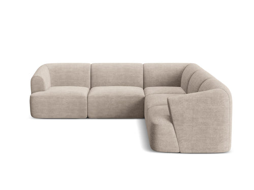 Cosmopolitan Design Symmetrische modulaire hoekbank Campi 6-zits, ribfluwelen cappuccino - 255x255x70cm