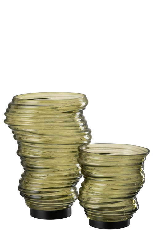 J-Line vaas Tornado - glas - groen - small - Ø 16 cm