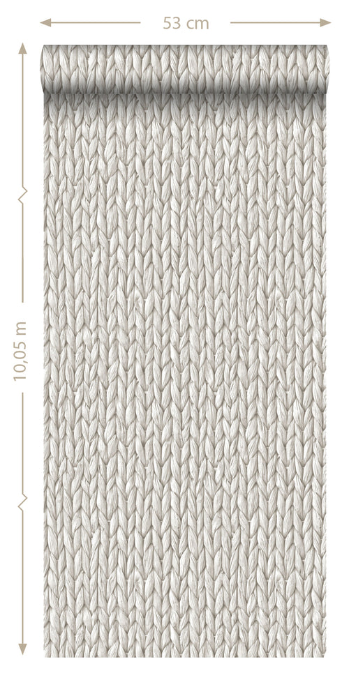 ESTAhome behang geweven riet motief licht warm grijs - 53 cm x 10.05 m - 148698