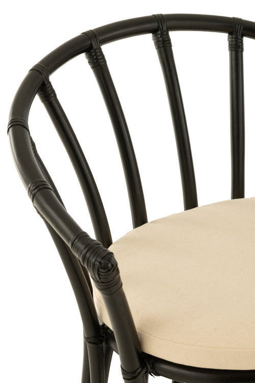 J-Line stoel + kussen - jute/textiel - zwart/wit