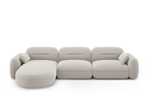 Cosmopolitan Design Modulaire hoekbank links Sydney 4-zits, flueel, lichtbeige - 165x320x70cm