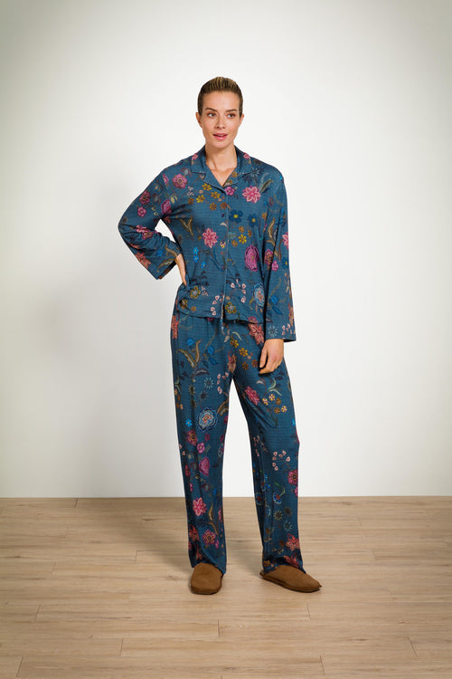 Pip Studio - Belin Pyjama Broek Dames - Coco Flower - Blauw - L - vtwonen shop