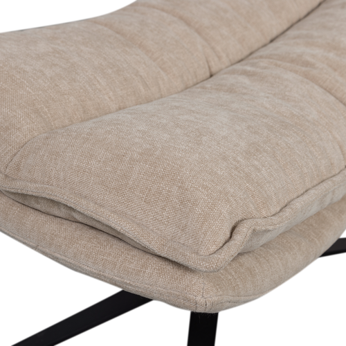 WOOOD draaifauteuil met hocker Kube - Chenille stof - Naturel - vtwonen shop