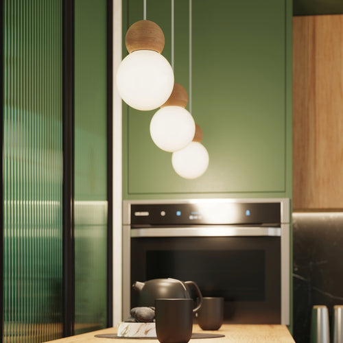 Sollux Lighting Hanglamp PEKKA 1 wit/natuurlijk hout - 11x11x124cm