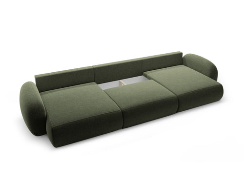Cosmopolitan Design Converteerbare panoramische bank met opbergdoos Tonale 5-zits, chenille groente - 149x362x88cm